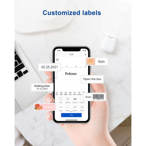 Εκτυπωτής Bluetooth, Προσαρμοσμένα αυτοκόλλητα, Έξυπνος έλεγχος εφαρμογών, Μηχανή 2