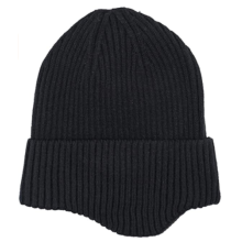 Knit Skull Cap for Winter Sports, Warm Cuff Beanie with Earflaps and Fleece Lining, Stretchy Fit Acrylic Hat for Skiing Snowboarding Running,