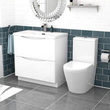 Nes Home White 800mm Basin Vanity Unit and Rimless Close Coupled Toilet