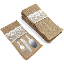 Élégance rustique intemporelle, porte-ustensiles en dentelle de jute résistante, parfaits pour les réunions, mariages, fêtes, baby showers et