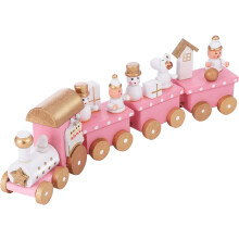 Weihnachtliche Tischdekoration mit Holzeisenbahnmotiv aus hochwertigem Naturholz, geeignet für festliche Tischdekoration und als