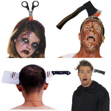 Blodfläcks- och genomgående huvuddesign, lätta och säkra att bära, plastsimuleringsrekvisita med bekväm design för Halloween-läskiga vapen