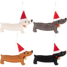 Utsøkte juletre-anheng, ikke-vevd stoff dachshund hund hengende ornamenter, ideell for dører juletre vegger, perfekt for fantastiske