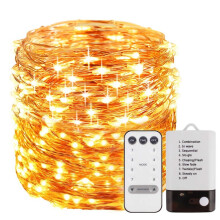 Warm White Decorative Fairy Lights, 33 Ft Battery Operated String With Dimmable Remote Control, Waterproof Copper Wire For Indoor Outdoor Use