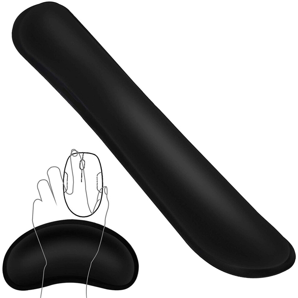 Pain Relief Memory Foam Wrist Rest Set, Ergonomic Design Ensures Comfortable Typing, Non-Skid Bottom For Stability, Breathable Material Keeps Your 9340258512001
