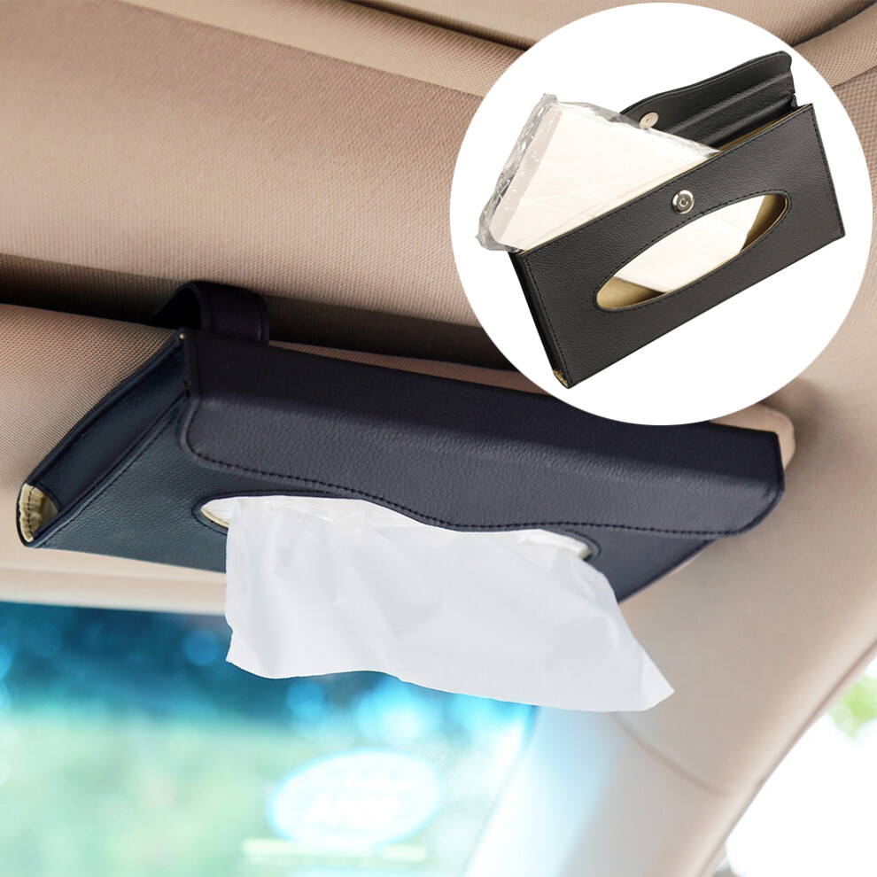 Car Mask Holder, Universal Fit Reusable Storage For Safe Driving, Easy Install Pu Leather Car Tissue Holder, Convenient Access To Tissues Promotes 9128293526791