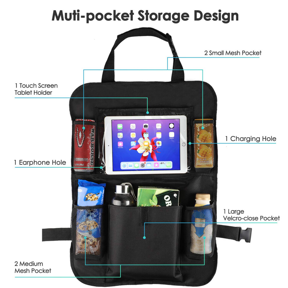 Organize Your Ride, Car Seat Organizer With Versatile Pockets, Clear Ipad Holder For Entertainment On The Go, Fits Most Vehicles, Easy To Install, 2 9128293526784