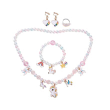 Children's Toy Earrings Kit Bracelets Chain Necklace Acrylic White