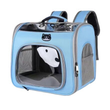 Portable Cat Carrier Backpack Breathable Mesh For Outdoors Size M Gray Oxford Material Storage