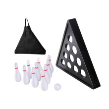 Tabletop Shuffleboard Bowling Pins Set, Children's Bowling Toy, Wooden with Bag, Bowling Game for Family Game, Children's Activity