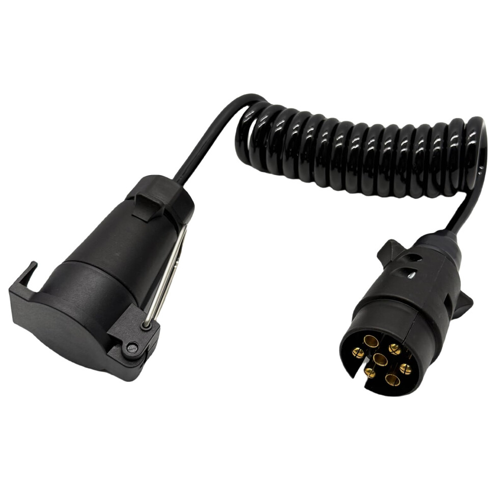 Spiral Cable Extension Cable, 7Pin To 7Pin Adapter Male / Female Plug Connection 2.0 M Trailer Plug Cable Adapter For Boat Trailer Caravan 9412369258366