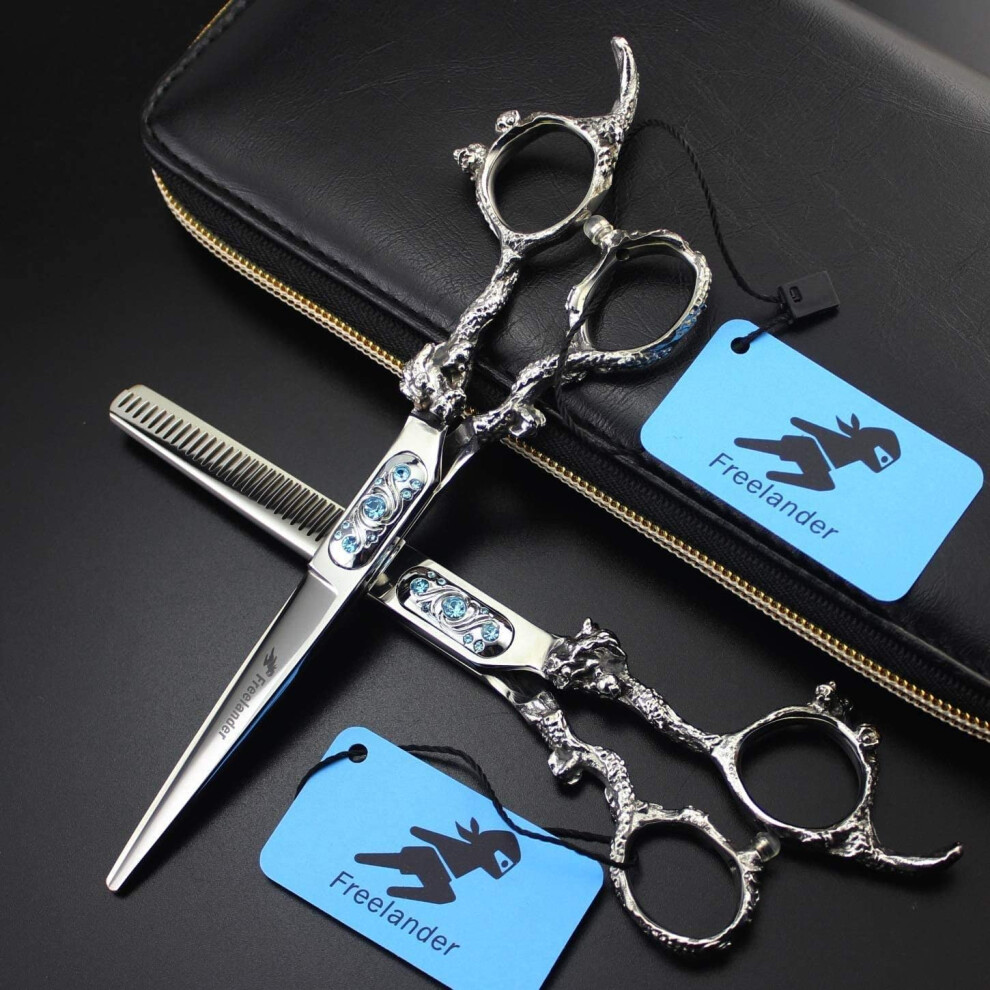 Professional Hairdressing Scissors Set 6 Inch Sharp Precision Blades Ergonomic Grip with Accessories