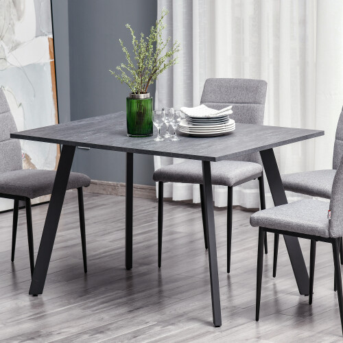 Homcom HOMCOM Modern Rectangular Dining Table with Metal Legs Indoor, Dark Grey