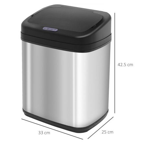 Homcom HOMCOM Automatic Sensor Dustbin Stainless Steel Rubbish Waste Bin Trash 20L 2