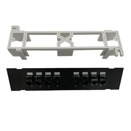 8-Port Cat6 Network Patch Panel with Wall Mount- Black