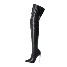Women Fashion Boots 11CM Women Over the Knee Boots Zipper Pointed Toe Party Pole Dancer Stripper Boots Black 35 EU