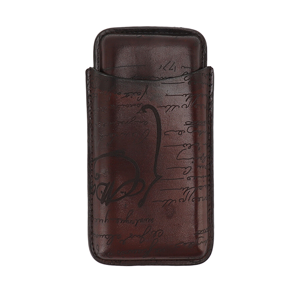 Leather Cigar Case For Men, Hand Sewing Process Premium Leather Travel Cigar Holder With Stainless Steel Cutter Pocket, Elegant Cigar Accessories Gift