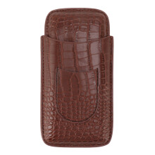 Leather Cigar Case Stylish Portable Cigar Humidor Crocodile Pattern Design Includes Cigar Cutter 3 Finger Cigar Holder For Men Travel And Gift