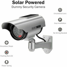 Udendørs sikkerhedsovervågningssystem med rødt LED-lys, soldrevet falsk sikkerhedskamera med letinstallerbart design til forbedret