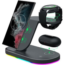 Avancerede metal-ionmaterialer, bærbar pladsbesparende trådløs oplader til flere enheder, overlegen kompatibilitet med Samsung Galaxy-telefoner,