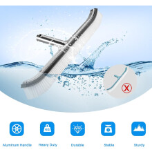 Cepillo para piscinas con respaldo de aluminio, cepillo duradero de 18 pulgadas para paredes y azulejos de piscinas, compatible con la mayoría de