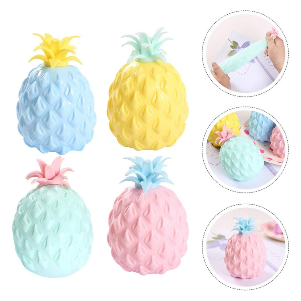 Cartoon Pineapple Stress Reducer, Soft & Stretchy Anxiety Ease Squeezer, Practical Party Favors (Set Of 4)
