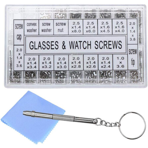 Precision Screwdrivers for Eyeglass Repair, Portable Design with Keychain Attachment, Phillips, Flat, Hex Tips for Multi-purpose Fixes