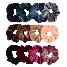 Elásticos de cabelo de veludo em cores neutras, acessórios de cabelo modernos e práticos, confortáveis de usar graças ao elástico extensível,