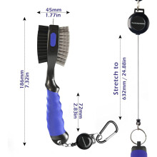 Spazzola per mazze da golf con potere pulente superiore, impugnatura ergonomica e setole metalliche per rimuovere lo sporco ostinato, cavo retrattile