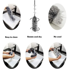 Microfiber Duster for Ceiling Fans, Rechargeable Electrostatically Charged Chenille Feather Duster with Stainless Steel Pole for Household