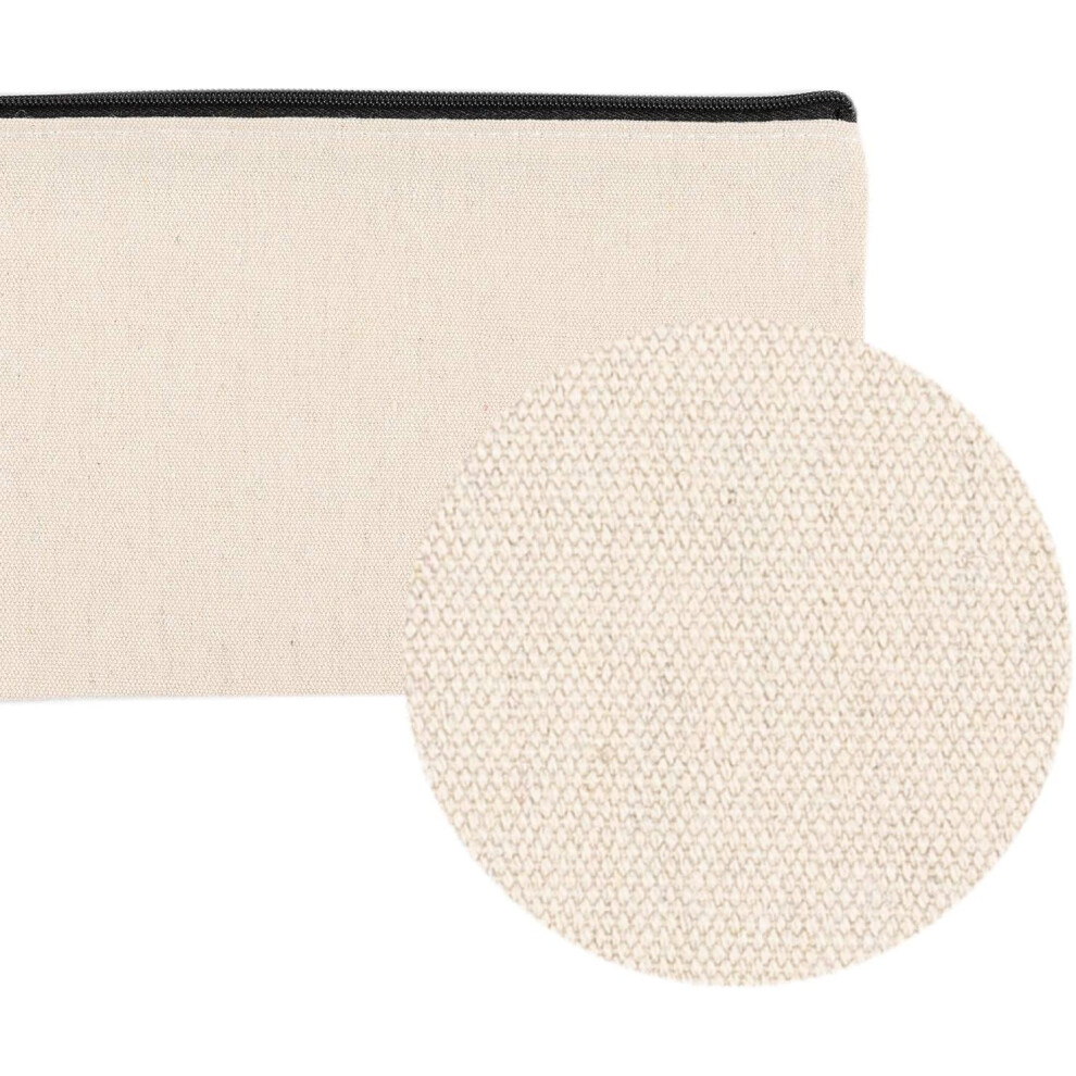 Beige Sublimation Blanks Cosmetic Bags, Canvas Pencil Pouch, Blank Canvas Makeup Bags, Heat Transfer Pen Case With Cotton Canvas Fabric, Multipurpose