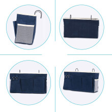 Versatile Bedside Storage Caddy, Canvas And Iron Multi-purpose Rack For Organizing Daily Necessities In Dorm Room Essentials, Easy Hanging On Any Bed