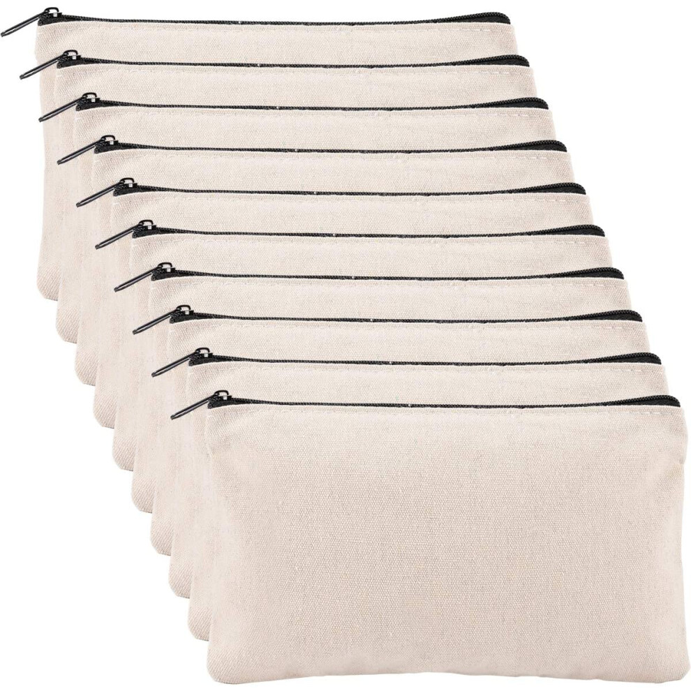 Beige Canvas Pencil Pouch, Heat Transfer Pen Case, Sublimation Blanks Cosmetic Bags, Blank Canvas Makeup Bags, Multipurpose Travel Toiletry Zipper
