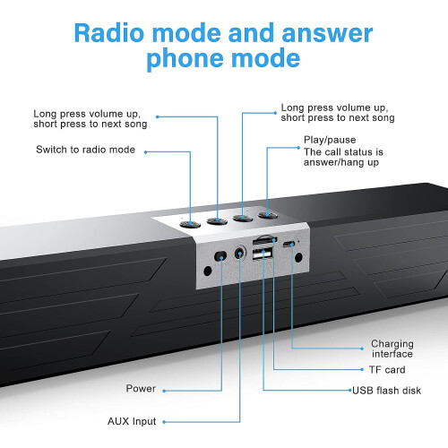 Μίνι ηχείο Soundbar με λειτουργία ενός κουμπιού, υποστήριξη για συνδέσεις Bluetooth 5.0 και 2