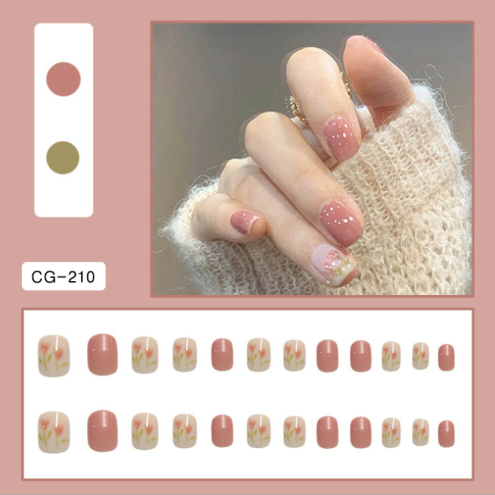 Short Square Artificial Nails, Reusable False Nails With Glossy Finish, Perfect For Nail Art Supplies And Suitable For Various Occasions, 24 Pieces