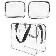 TSA-zugelassene, durchsichtige Kosmetiktasche aus PVC-Material, wasserdichter, transparenter Organizer mit Reißverschluss, wiederverwendbare