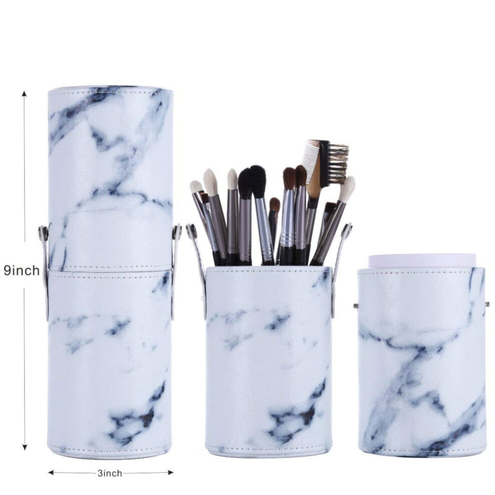 Elegant Makeup Brush Set, High-Quality Synthetic Fibers Vegan Pu Leather Travel Brushes Case For Women, Large Capacity Dustproof Makeup Brushes