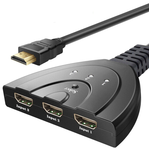 HDMI Switcher, Premium4K HDMI Switch3in1Out, επιχρυσωμένη υποδοχή που εξασφαλίζει σύνδεση υψηλής 1