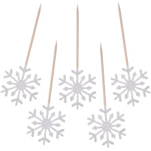 Decorazioni per cupcake a forma di fiocco di neve per feste a tema invernale, forniture per feste di compleanno con bastoncini alimentari non