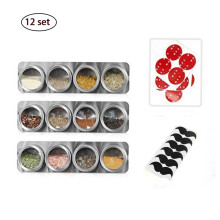 Herbal Haven, Stainless Steel Spice Tins With Magnetic Bottom For Secure Attachment, Multi-Purpose Spice Set With Transparent Lid For Quick