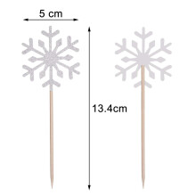 Toppers de cupcake elegantes em formato de floco de neve, decorações com tema de inverno para suas ocasiões especiais, suprimentos de decoração