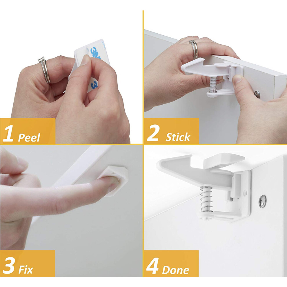 Innovative Baby Proofing Cabinet Locks, Simple Installation for Immediate Protection, Invisible Design for Cabinets and Drawers, No Drilling 3M
