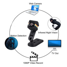 Tragbare Mini-Kamera Full HD 1080P, fortschrittliche Sicherheitskamera mit Infrarot-Nachtsicht, Bewegungserkennung und 360-Drehhalterung für