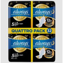 Always Ultra Sanitary Towels Secure Night Extra With Wings UP To 12H - 32Pads - Size 5