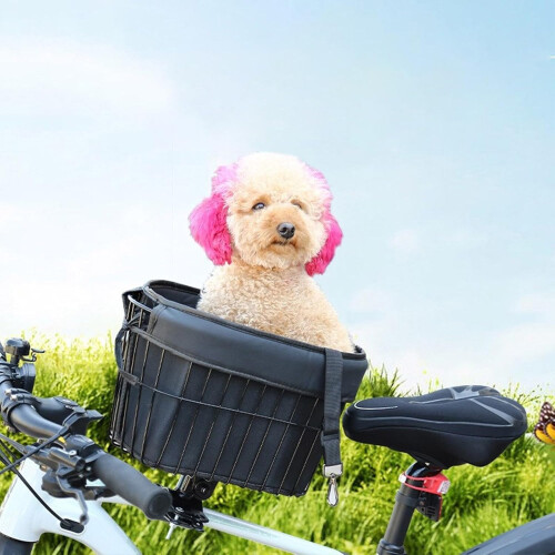 Schwarz Liner Pet Bicycle Basket Carrier 1