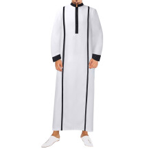 Men's Kaftan Long Sleeve Arabic Clothing Thobe Prayer Eid L White