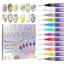 12 wasserfeste Nagelkunststifte in verschiedenen Farben für individuelle Designs