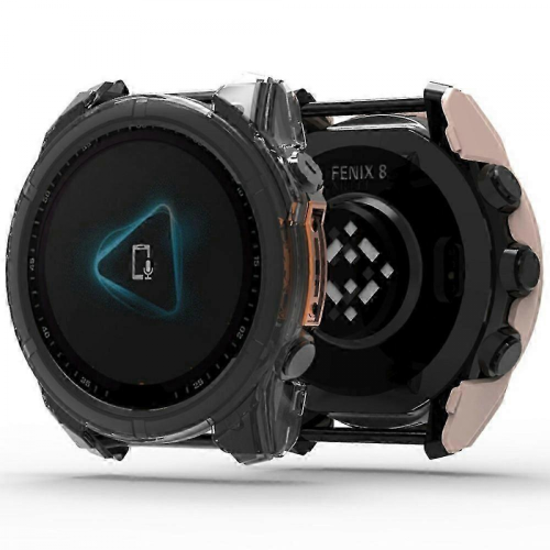 Garmin Fenix 8 43mm AMOLED Hard PC Case with Tempered Glass Screen Protector - Ivory White 2
