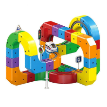 Set di 51 treni elettrici, pista flessibile per bambini 3-5 anni, kit STEM, giocattoli da costruzione, regalo per Natale e compleanno
