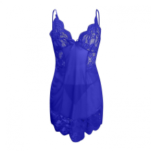 Babydoll in pizzo con spalline sottili, lingerie sexy da donna Blue M